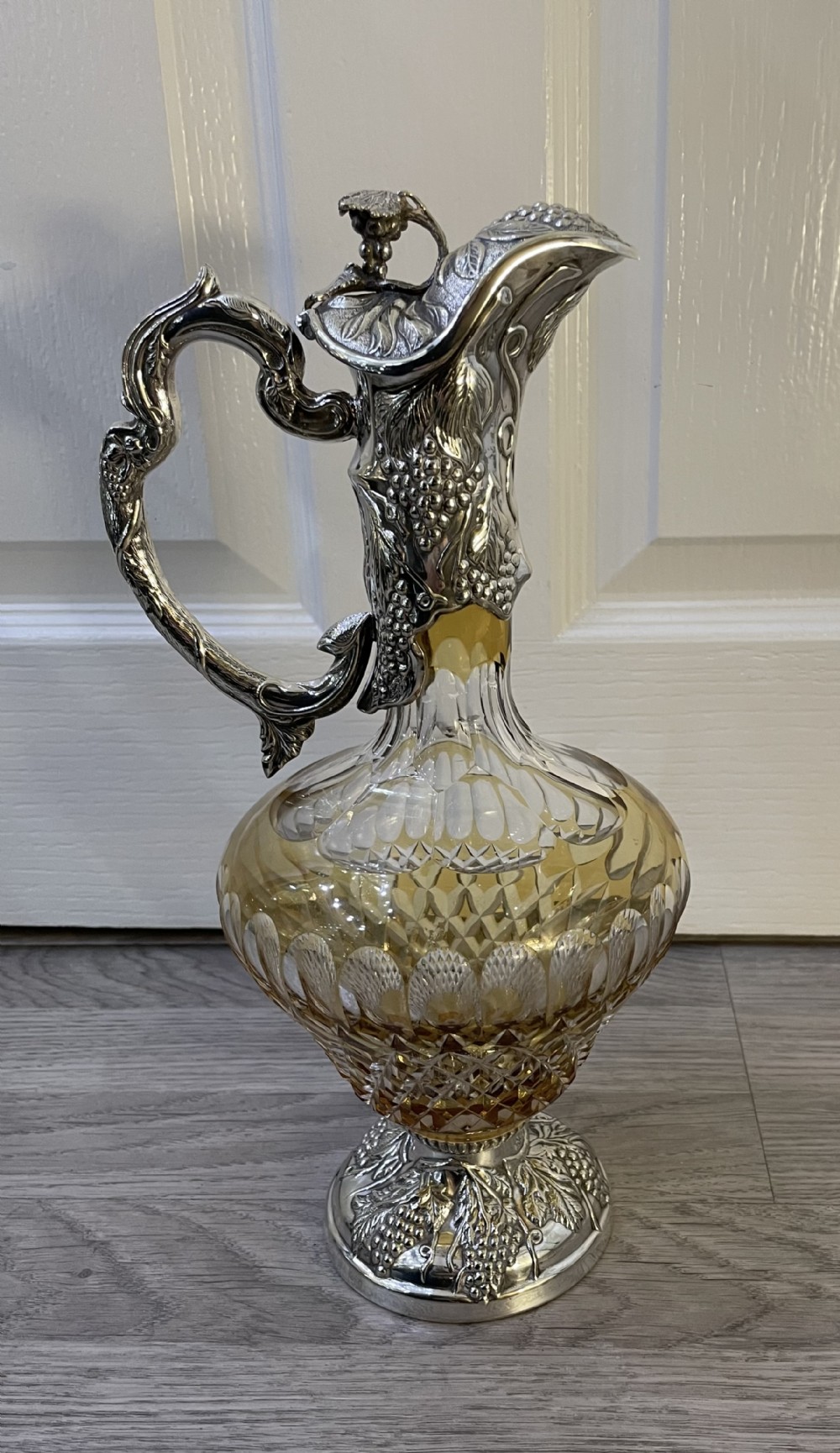 Mappin & Webb Cut Glass and Silver Plated Claret Jug
