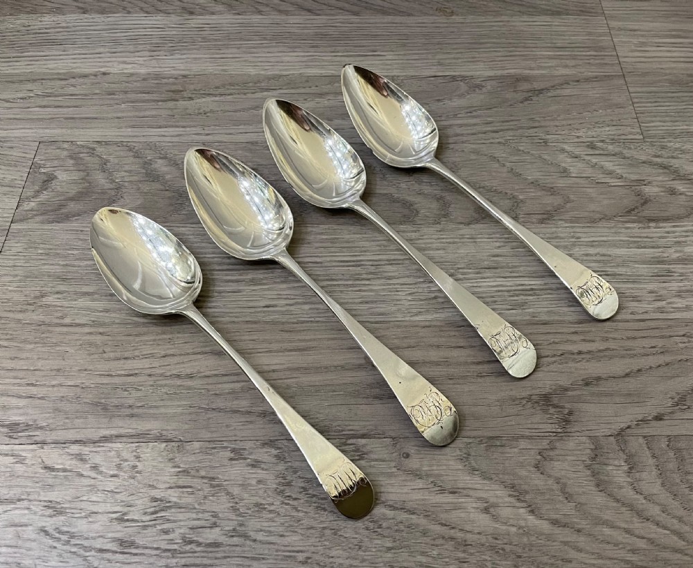 Set of Four George III Silver Serving Spoons by Bateman 1801