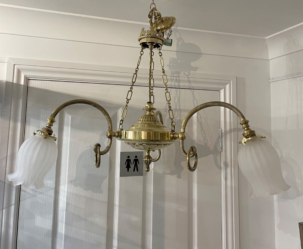 Early 20th Century Three Branch Brass Chandelier