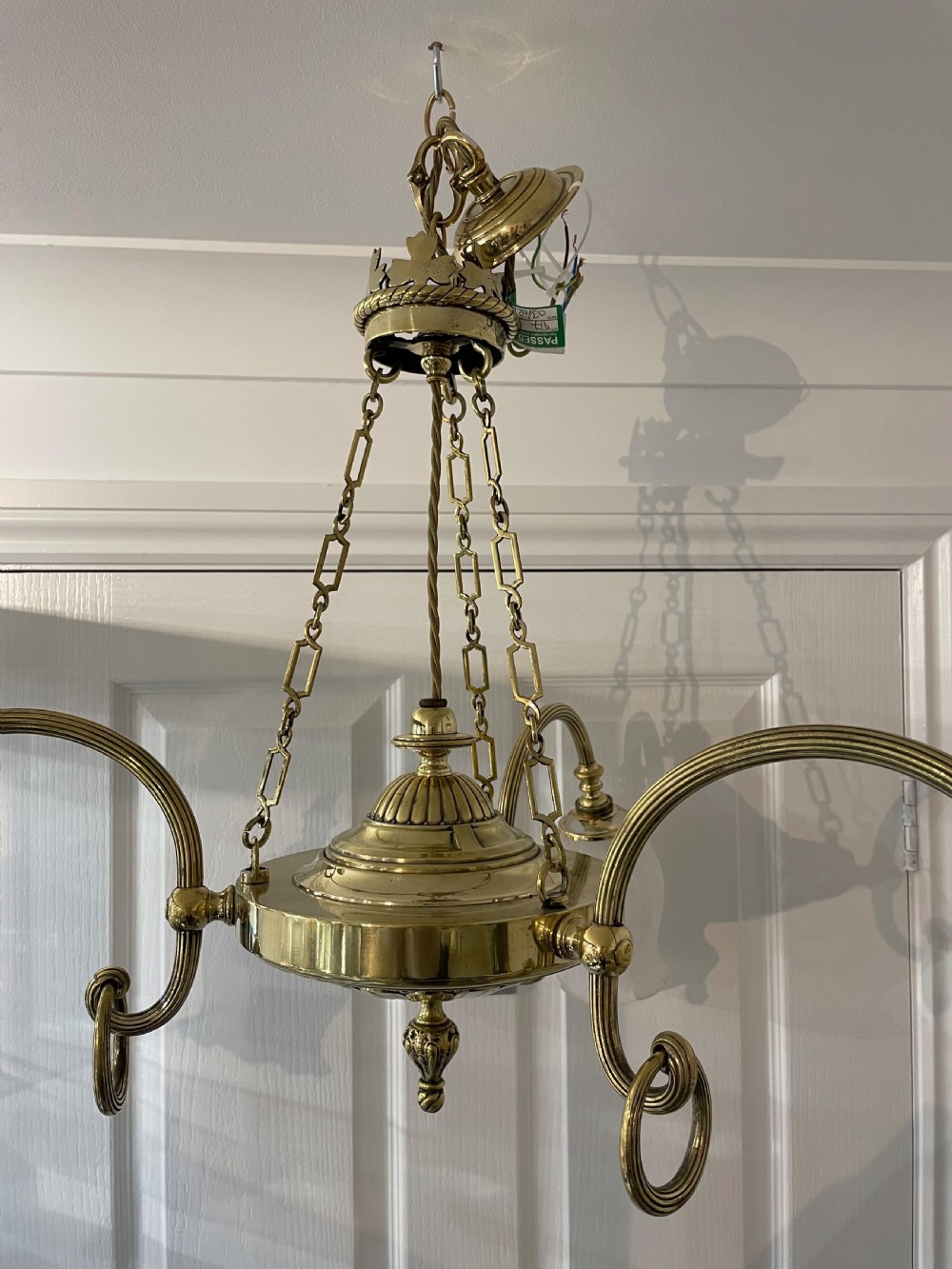 Early 20th Century Three Branch Brass Chandelier View III