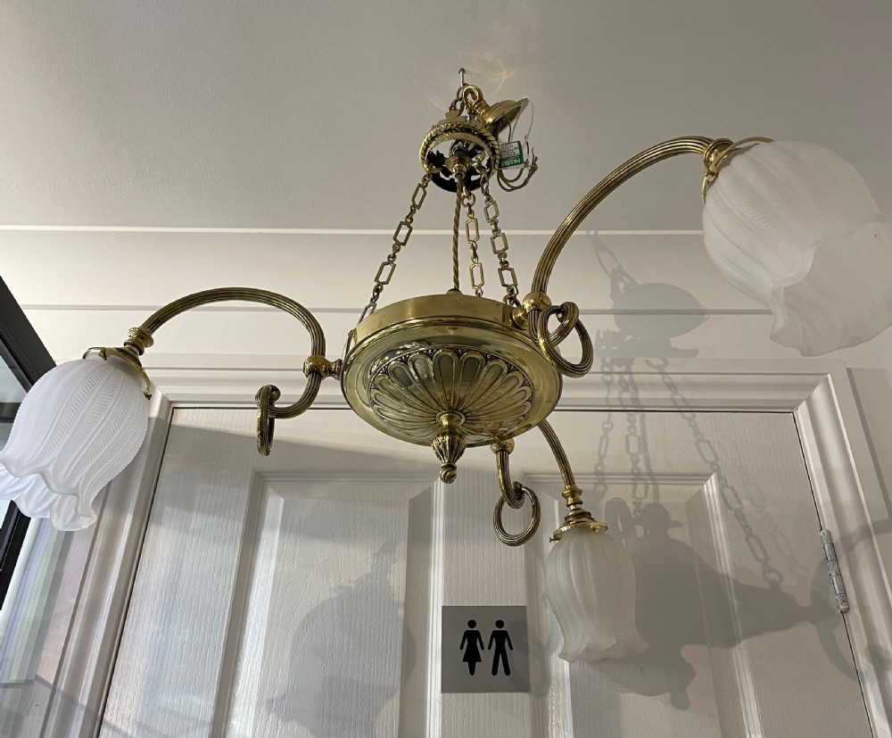 Early 20th Century Three Branch Brass Chandelier View IV