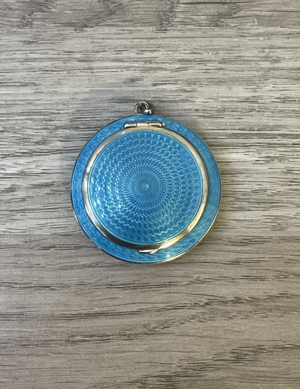Edwardian Solid Silver & Blue Guilloche Enamel Compact