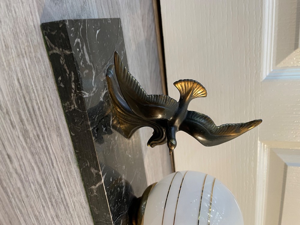 French Art Deco Marble and Spelter Mood Lamp View III
