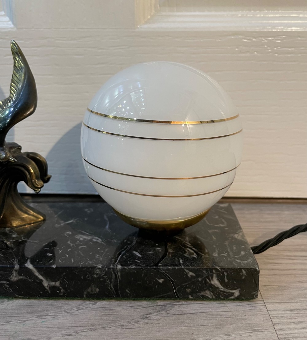 French Art Deco Marble and Spelter Mood Lamp View V