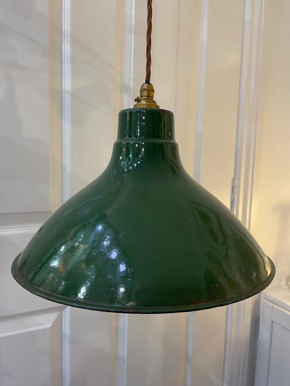 Industrial Green Enamel Pendant Shade Light View II