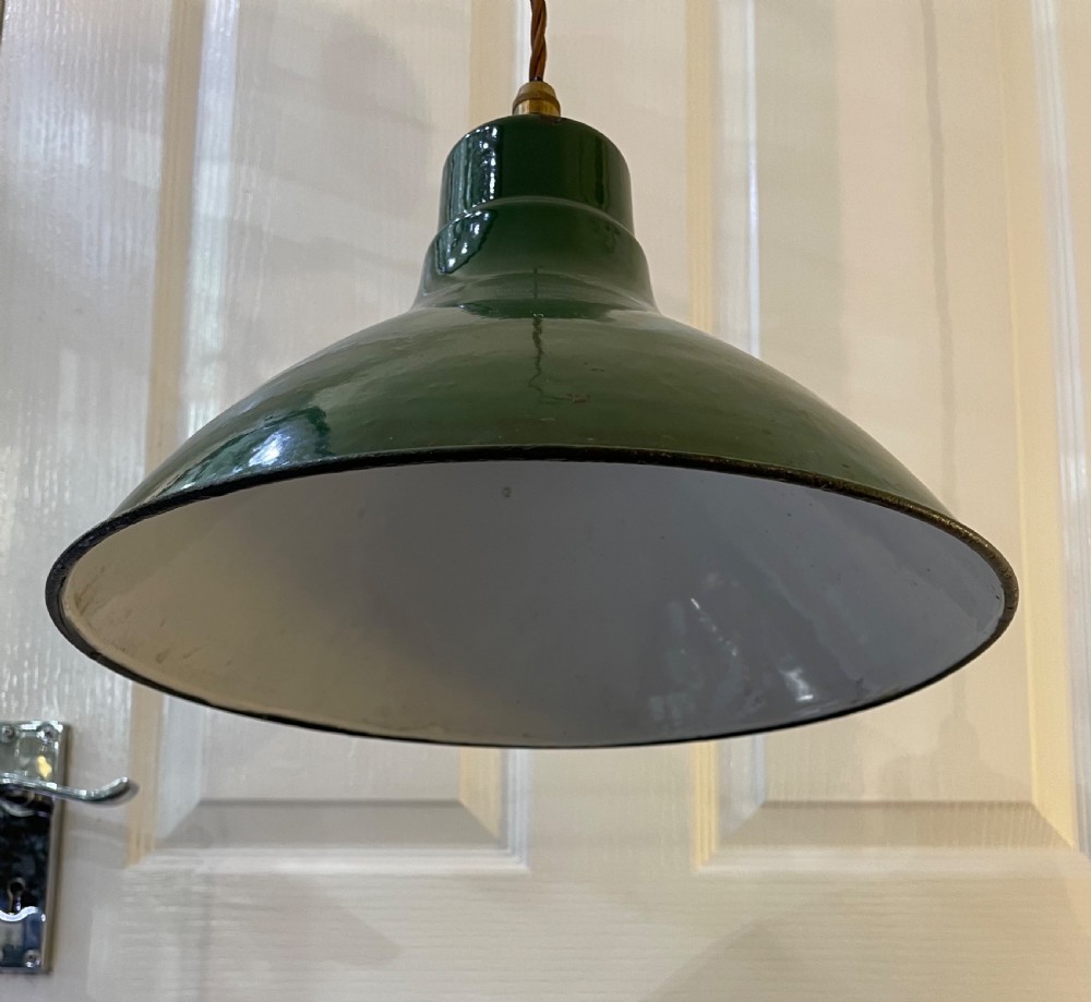 Industrial Green Enamel Pendant Shade Light View III
