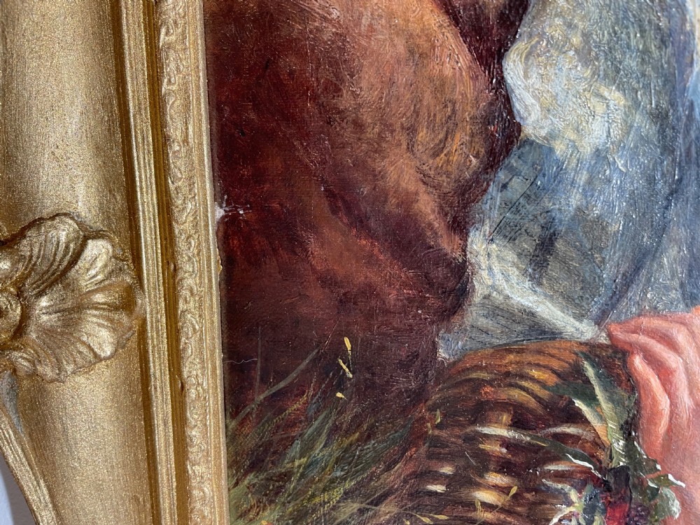 Oil Painting of Girl Blackberry Picking by George Wells  View III