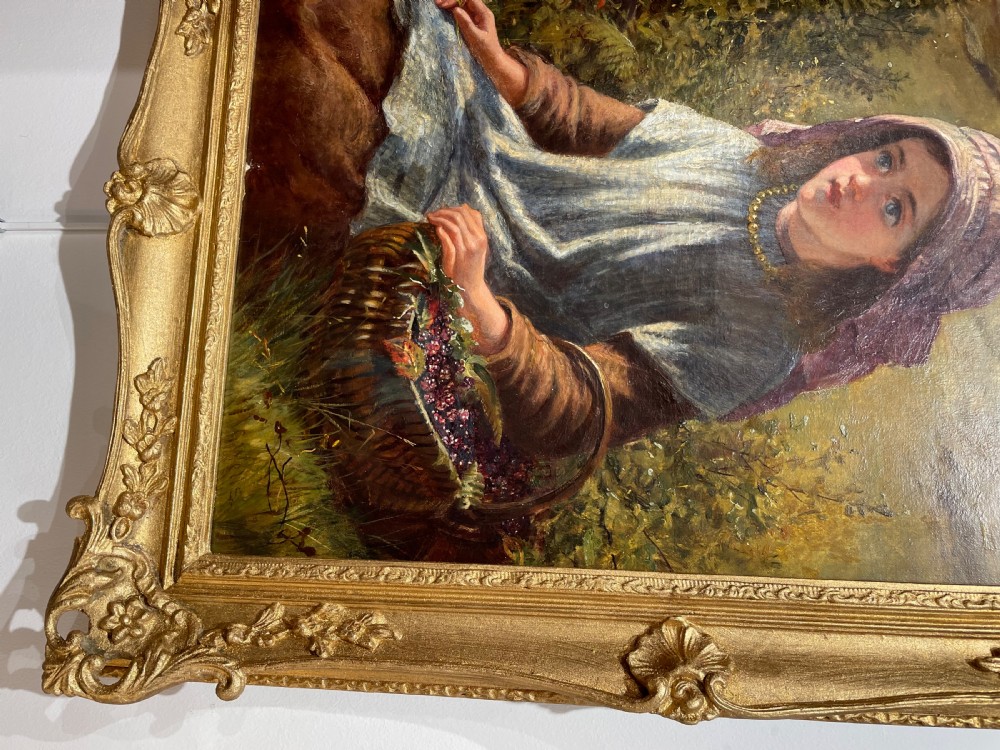 Oil Painting of Girl Blackberry Picking by George Wells  View V