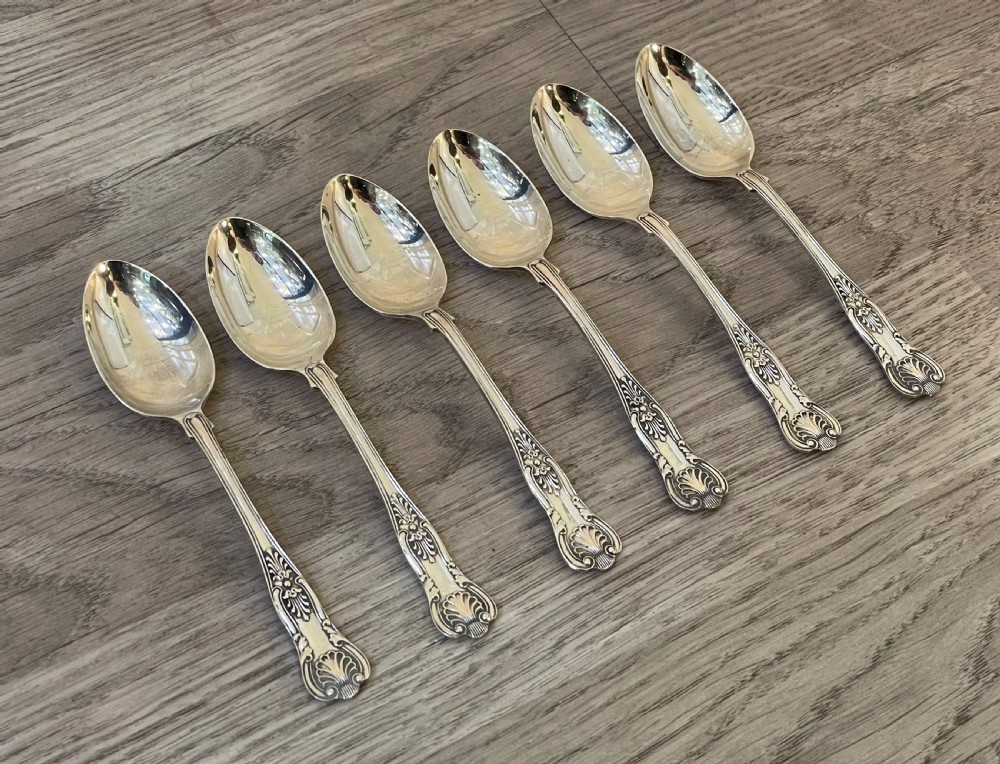 Quality Set of Six Silver Teaspoons, Kings Pattern View III