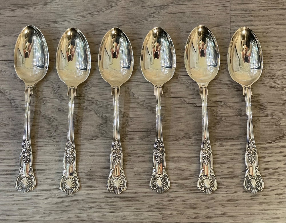 Quality Set of Six Silver Teaspoons, Kings Pattern View IV