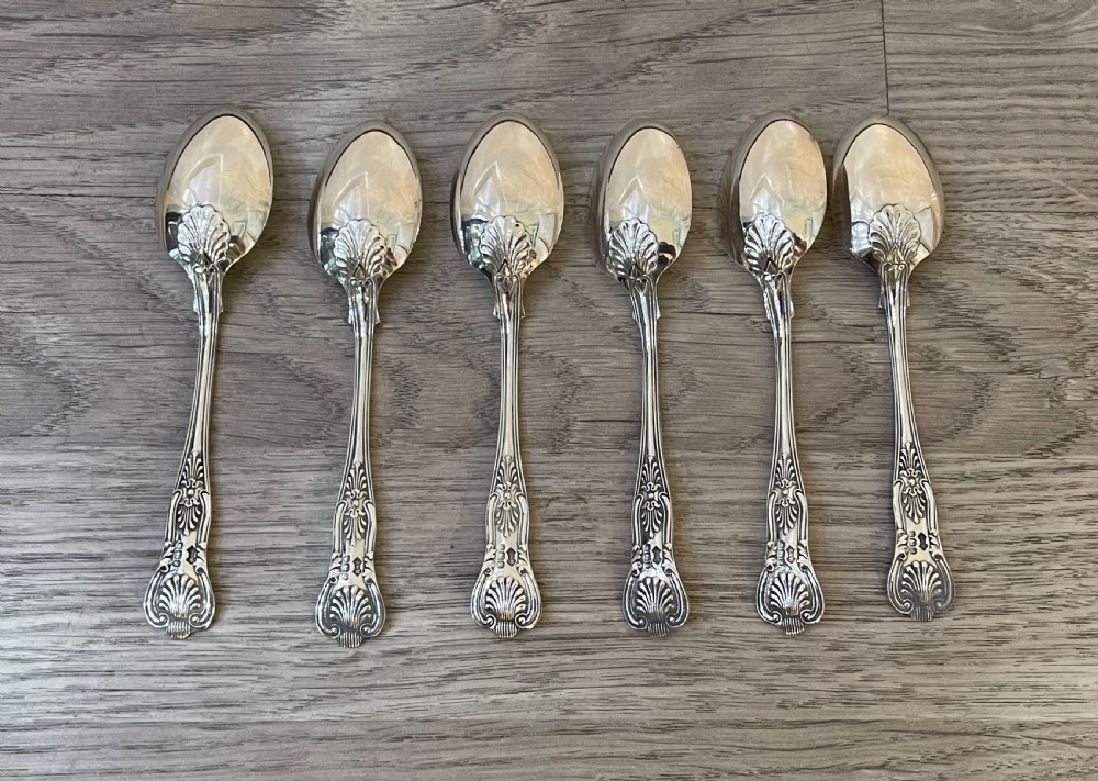 Quality Set of Six Silver Teaspoons, Kings Pattern View VI