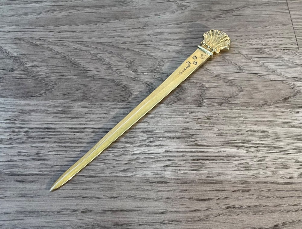 Irish Solid Silver Gilt Letter Opener