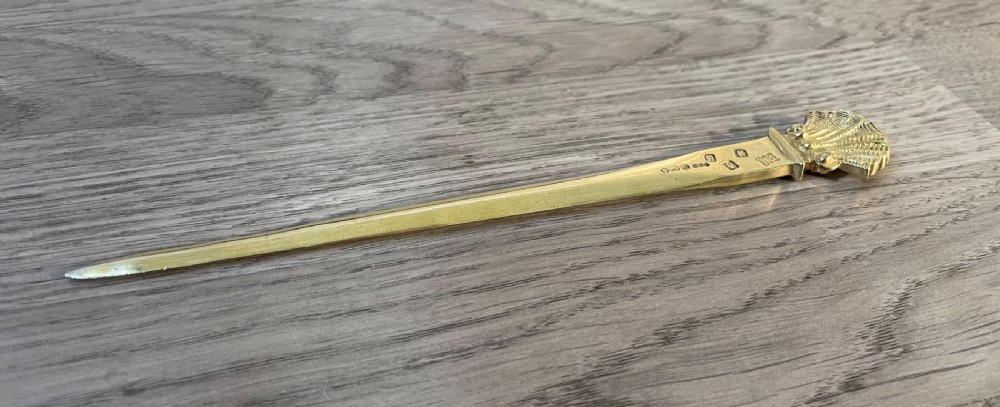 Irish Solid Silver Gilt Letter Opener View V