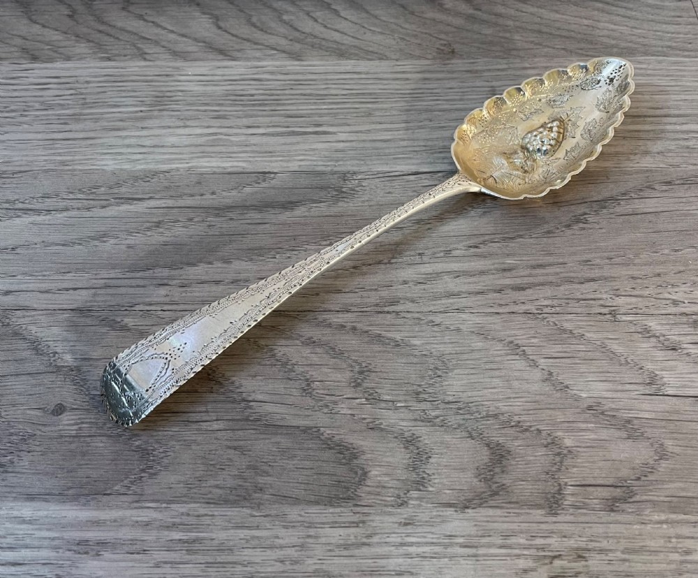 Pretty George III Silver Berry Spoon, Exeter 1816