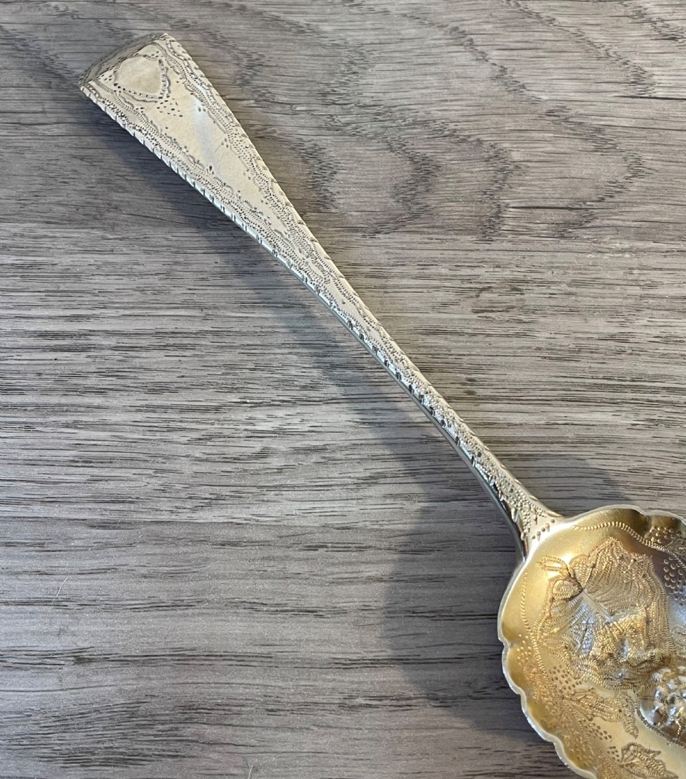 Pretty George III Silver Berry Spoon, Exeter 1816 View II