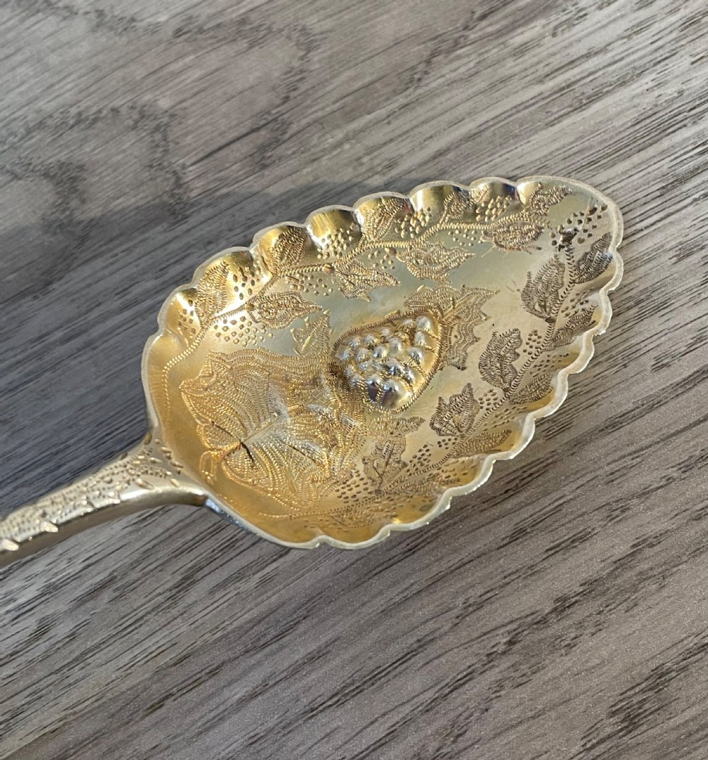Pretty George III Silver Berry Spoon, Exeter 1816 View VI