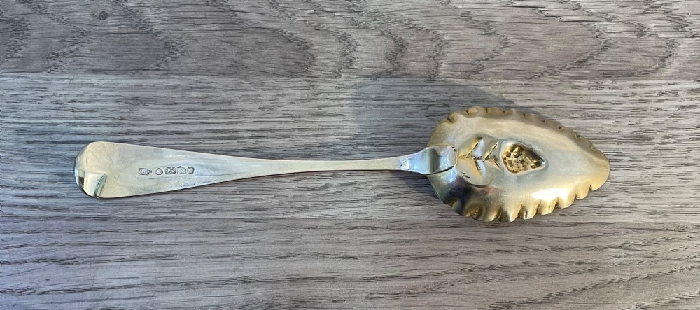 Pretty George III Silver Berry Spoon, Exeter 1816 View VIII