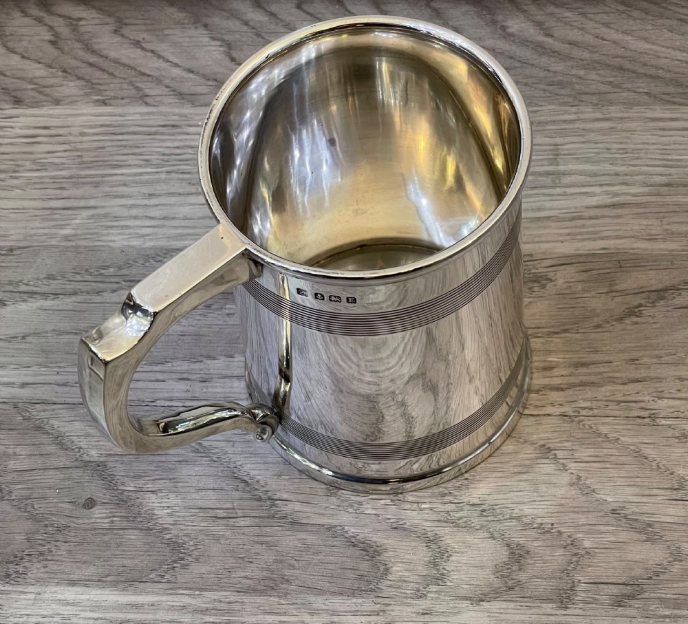 George V Solid Silver Pint Tankard by A & J Zimmerman View IV