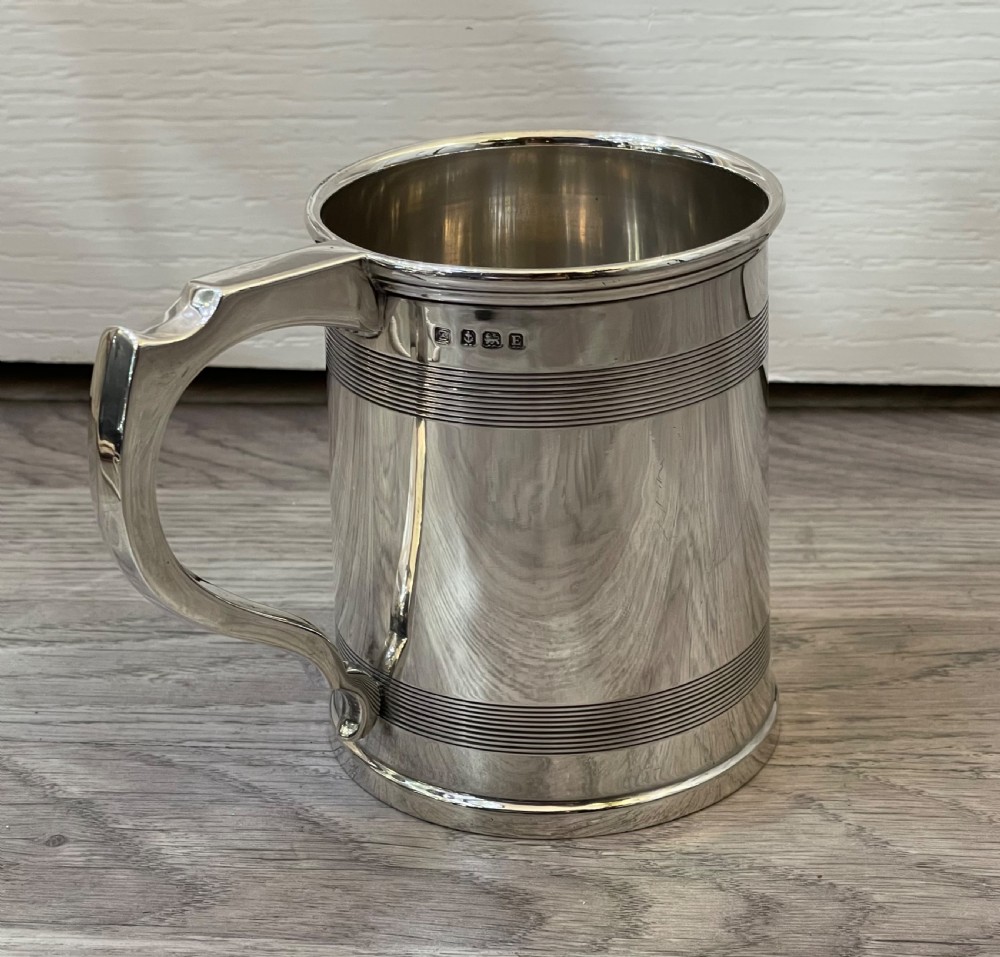 George V Solid Silver Pint Tankard by A & J Zimmerman View V