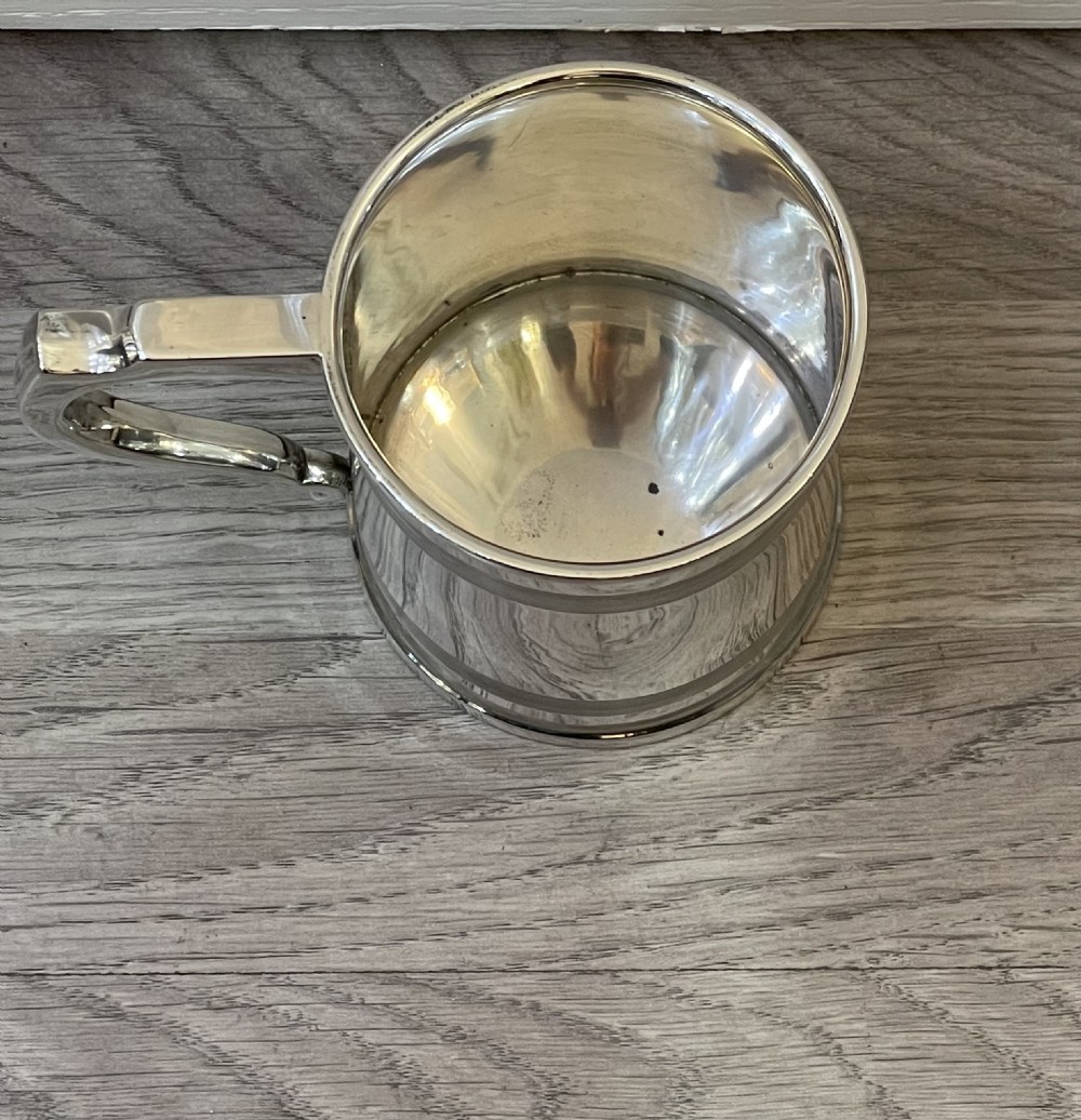 George V Solid Silver Pint Tankard by A & J Zimmerman View IX