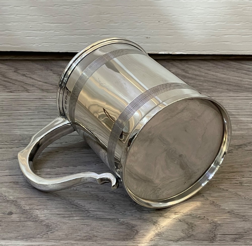 George V Solid Silver Pint Tankard by A & J Zimmerman View X