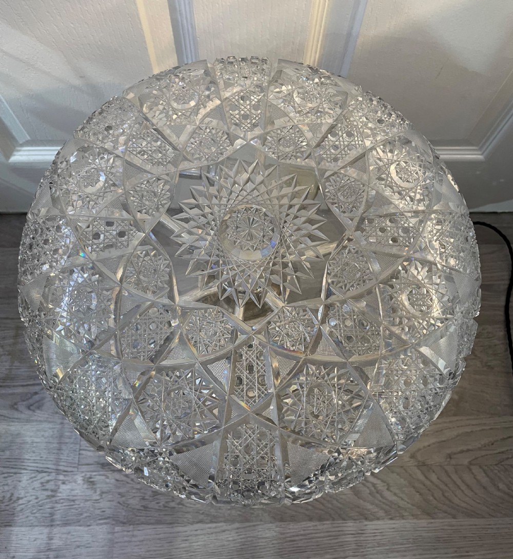 Fantastic 1930s Cut Glass & Silver Plated Mushroom Lamp View III