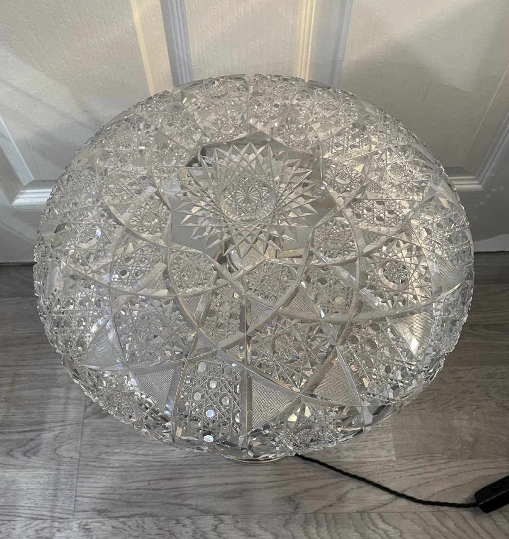 Fantastic 1930s Cut Glass & Silver Plated Mushroom Lamp View IV