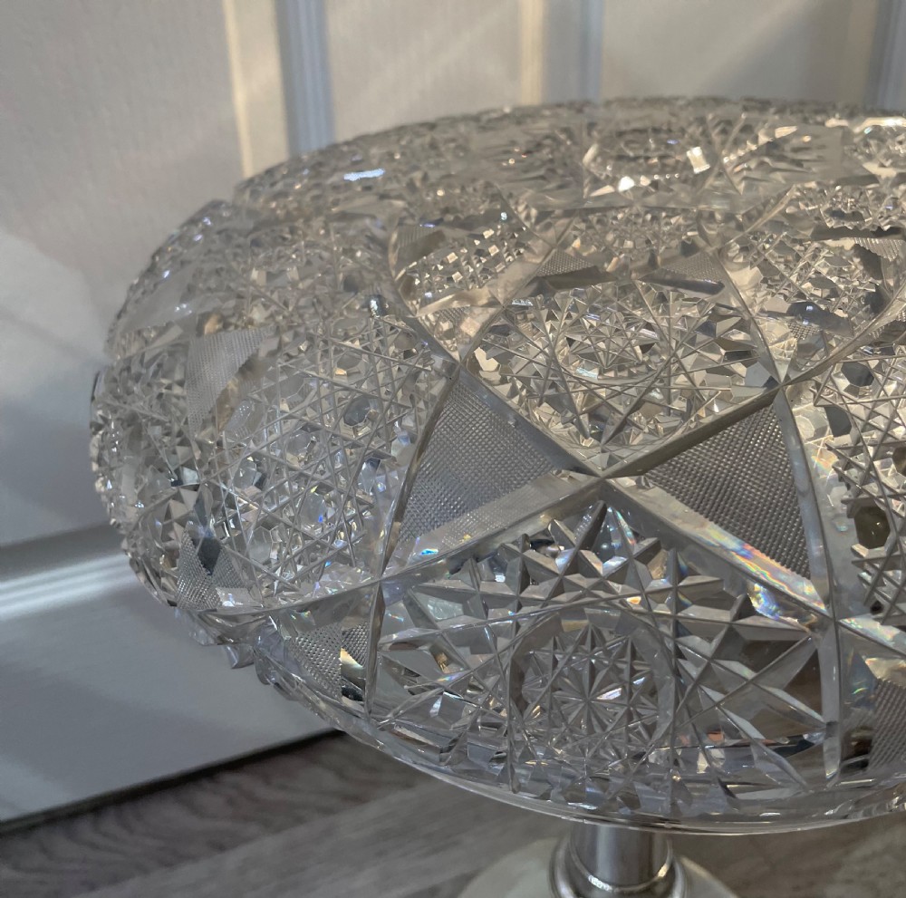 Fantastic 1930s Cut Glass & Silver Plated Mushroom Lamp View VI