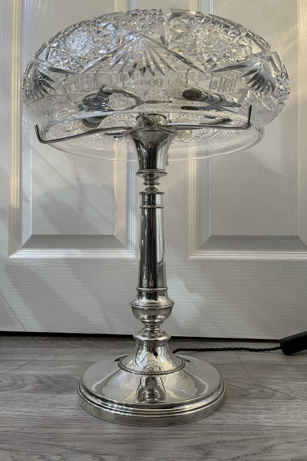 Fantastic 1930s Cut Glass & Silver Plated Mushroom Lamp View IX