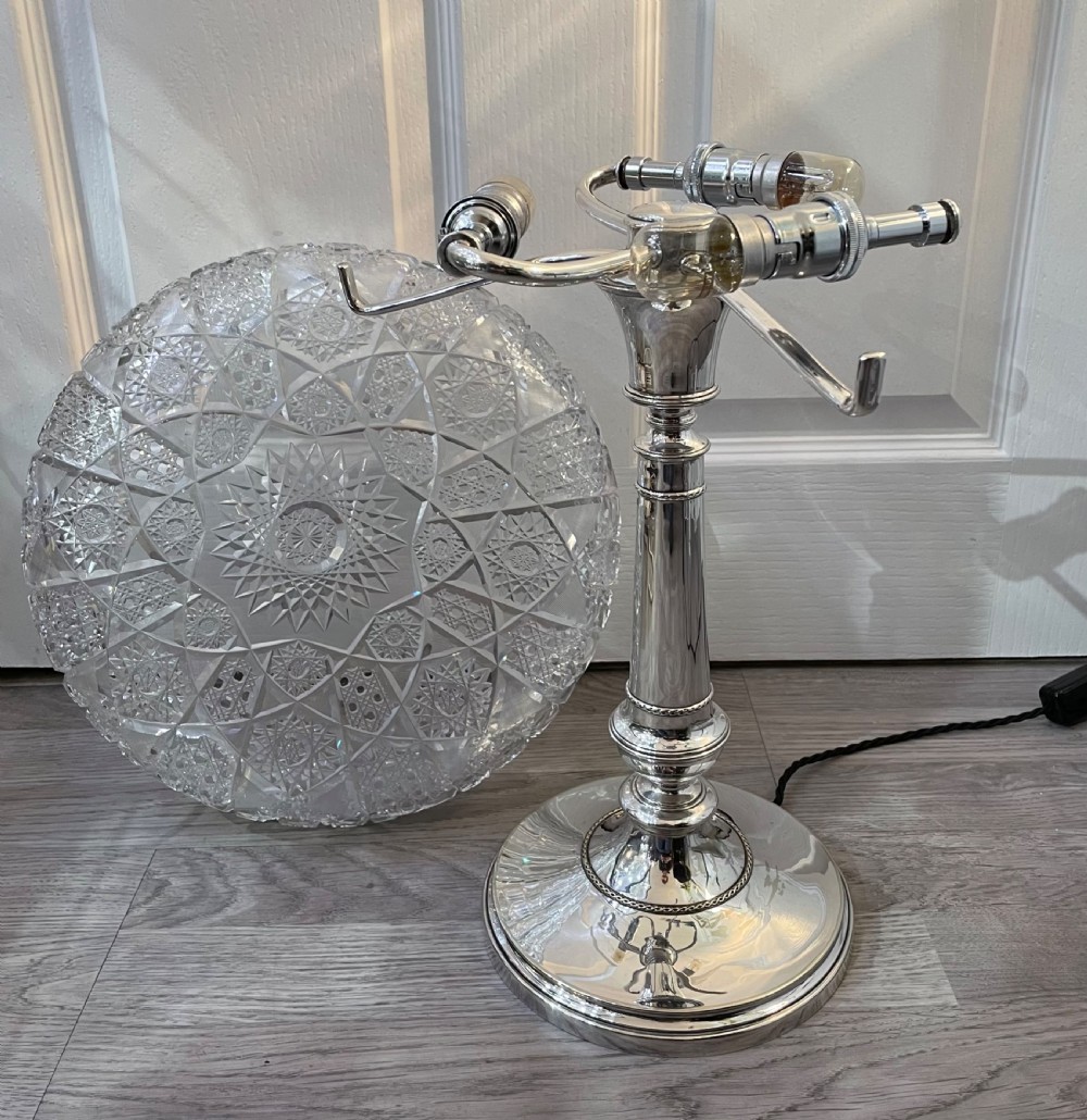 Fantastic 1930s Cut Glass & Silver Plated Mushroom Lamp View XI