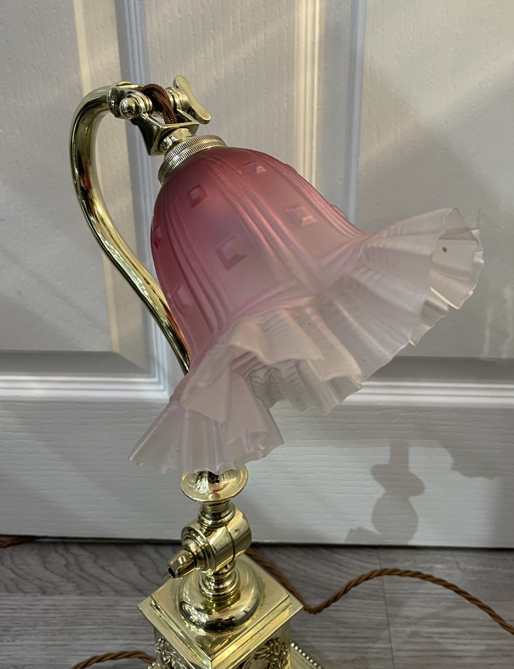 Quality Edwardian Brass Table Lamp View V