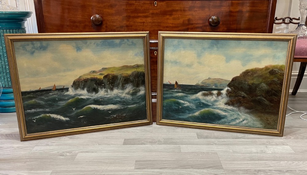 Pair of Marine Oil Paintings, Isle of Man by John Stanley Fox
