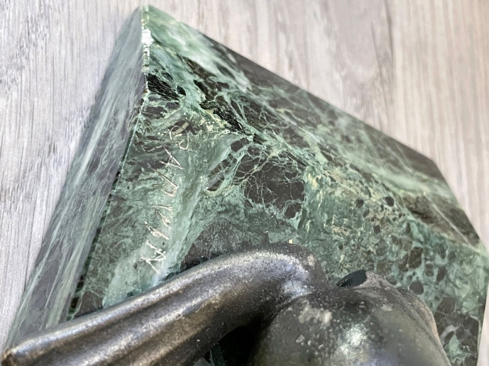 Pair of Art Deco French Spelter Sea Lion Bookends on Marble Bases View VI