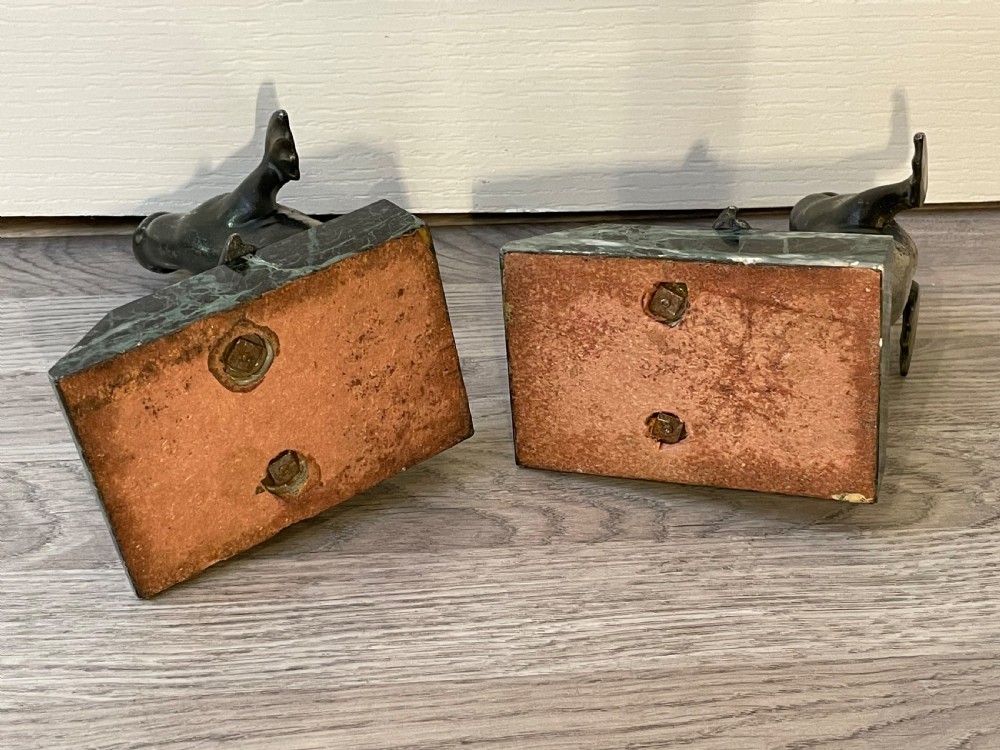 Pair of Art Deco French Spelter Sea Lion Bookends on Marble Bases View IX