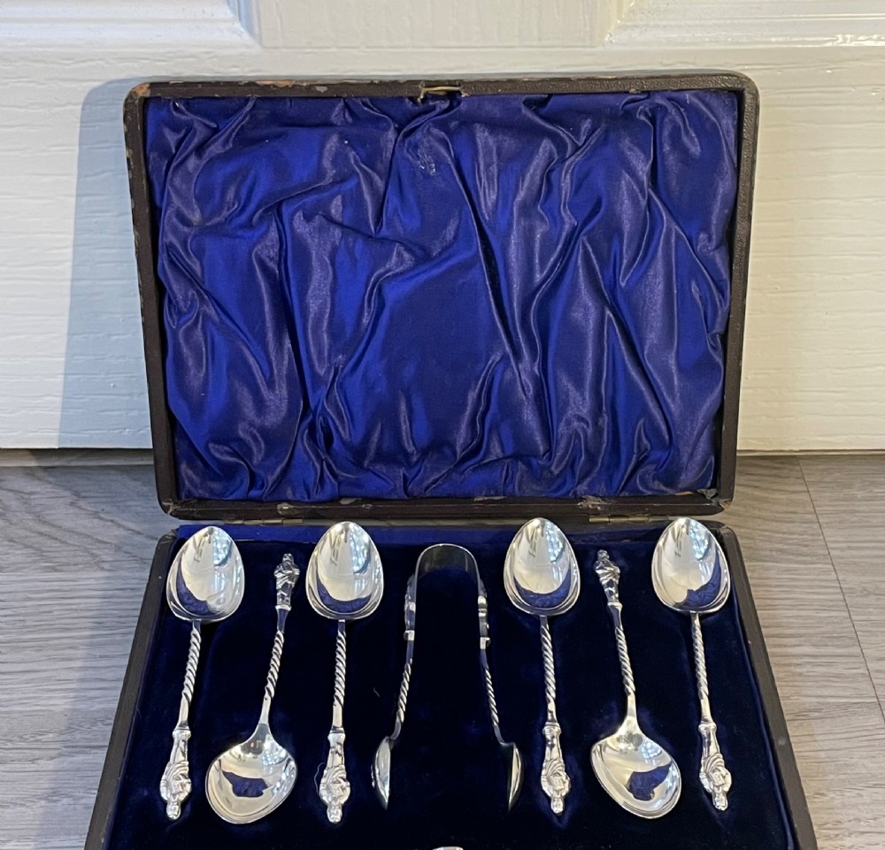 Good Set of Victorian Solid Silver Apostle Spoons and Tongs View II