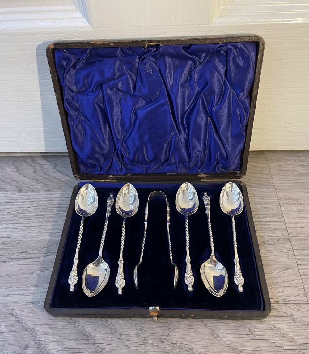 Good Set of Victorian Solid Silver Apostle Spoons and Tongs View III