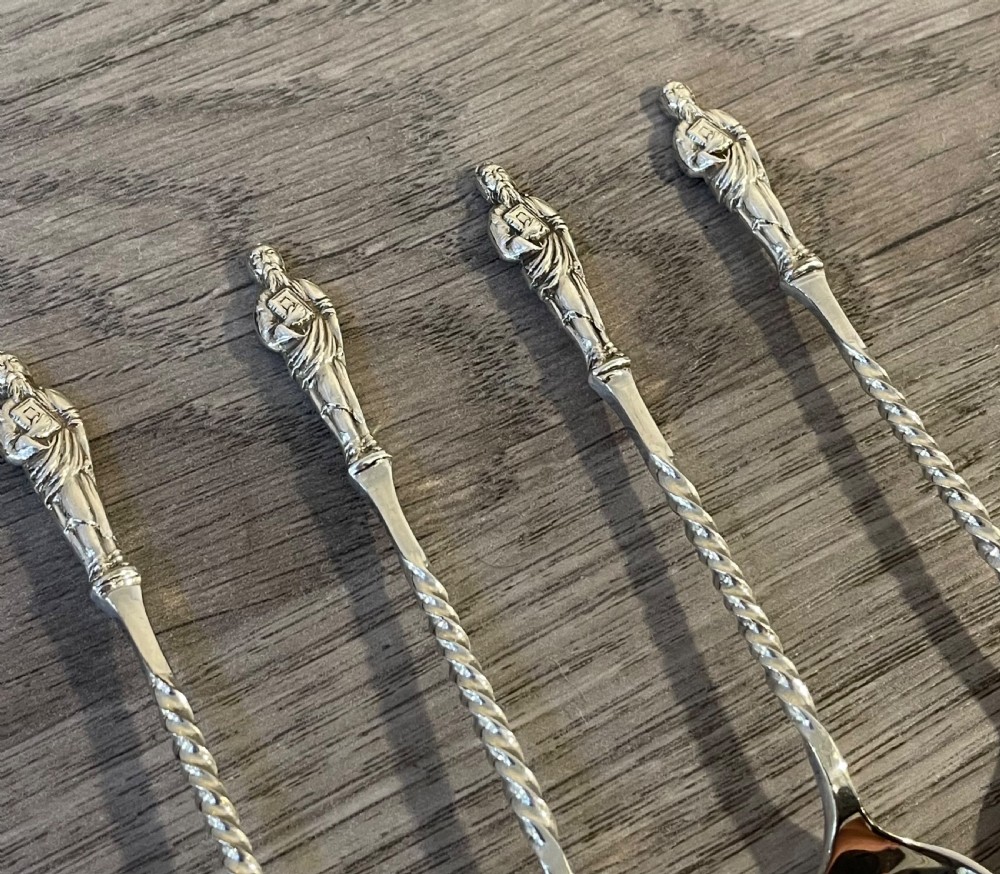 Good Set of Victorian Solid Silver Apostle Spoons and Tongs View V