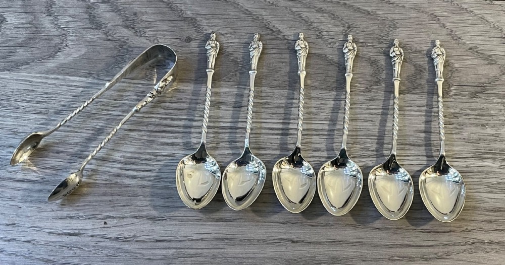 Good Set of Victorian Solid Silver Apostle Spoons and Tongs View VI