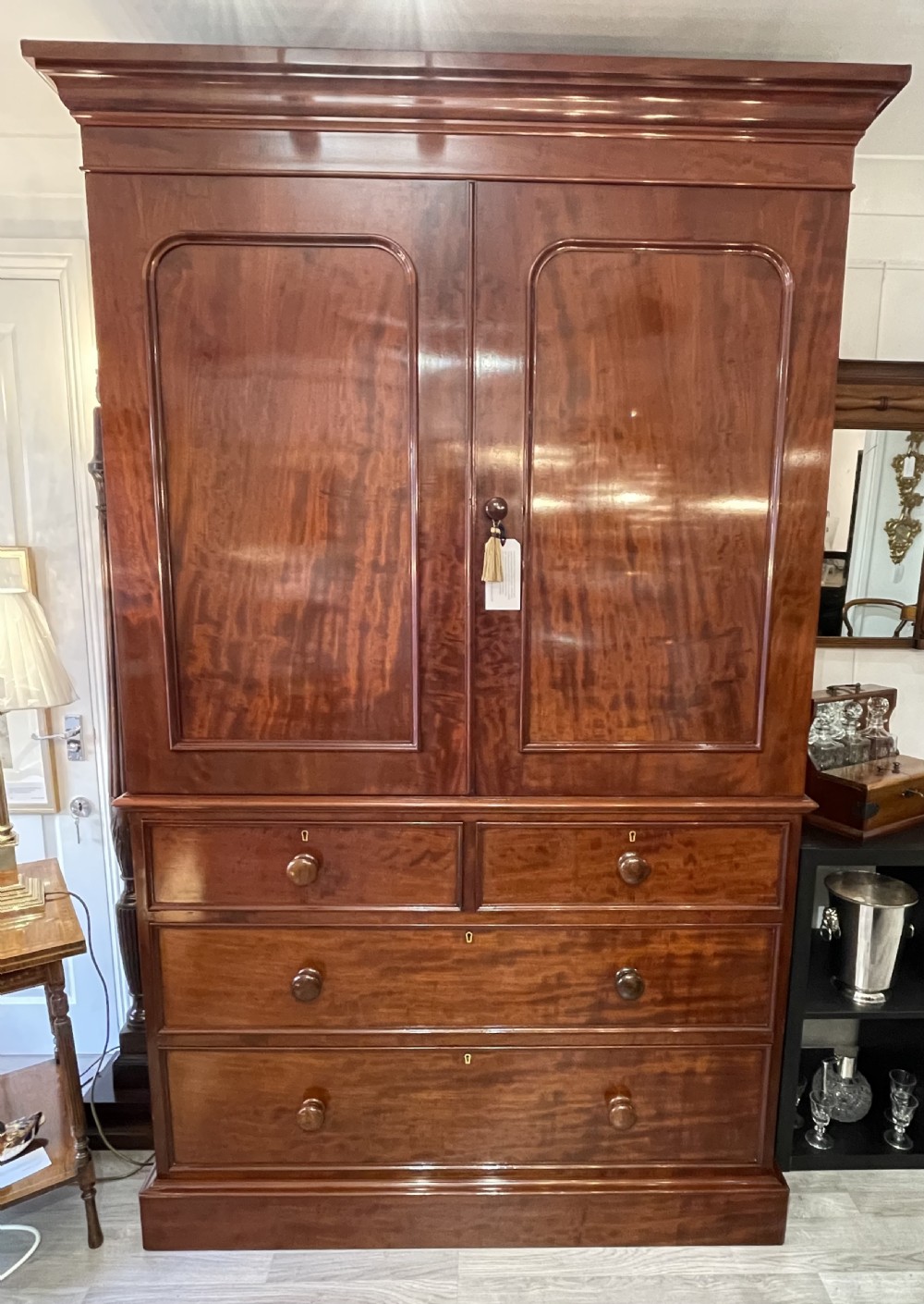 Superb Victorian Heal & Sons Mahogany Linen Press