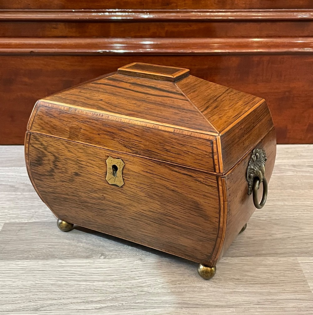 Regency Rosewood Bombe Shaped Tea Caddy View III