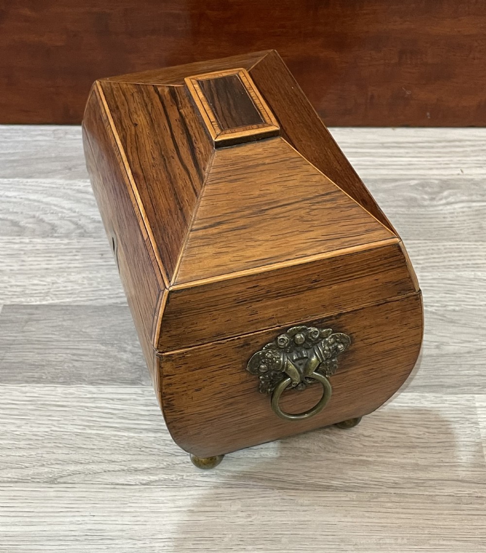 Regency Rosewood Bombe Shaped Tea Caddy View IV