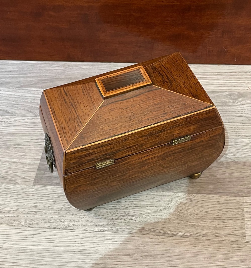 Regency Rosewood Bombe Shaped Tea Caddy View V