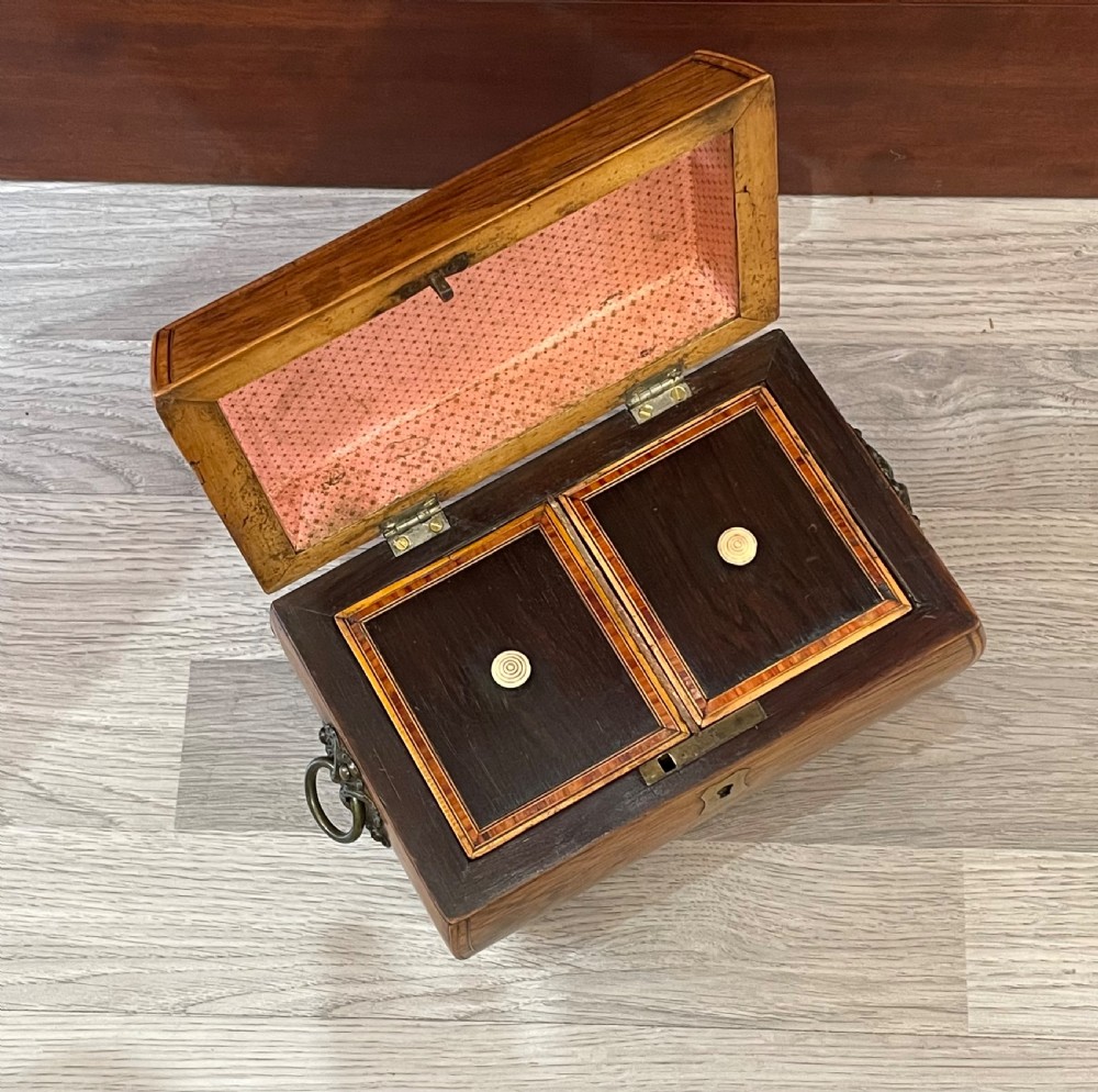 Regency Rosewood Bombe Shaped Tea Caddy View VII