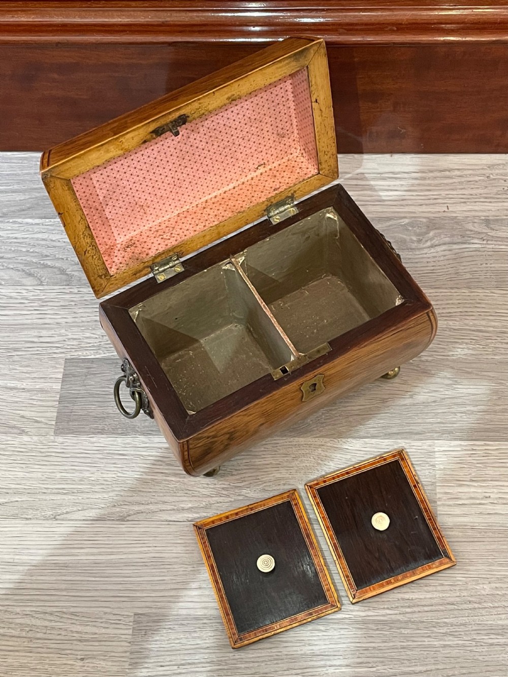 Regency Rosewood Bombe Shaped Tea Caddy View VIII
