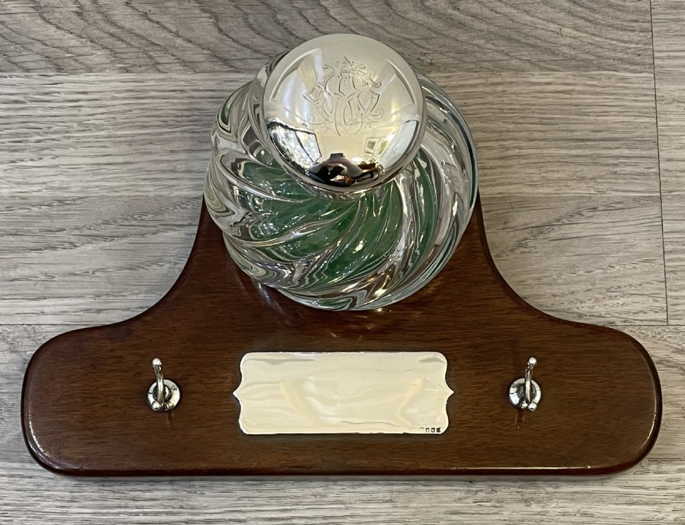 Large Victorian Silver Topped Inkwell & Stand, Hukin & Heath View IV