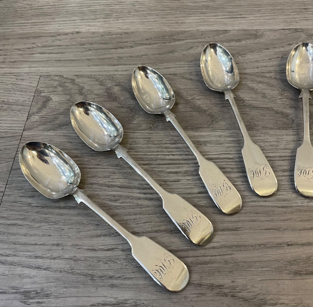 Set of Eight Victorian Silver Teaspoons, Exeter 1848 View III