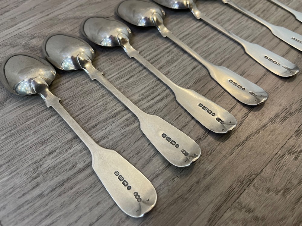 Set of Eight Victorian Silver Teaspoons, Exeter 1848 View VII