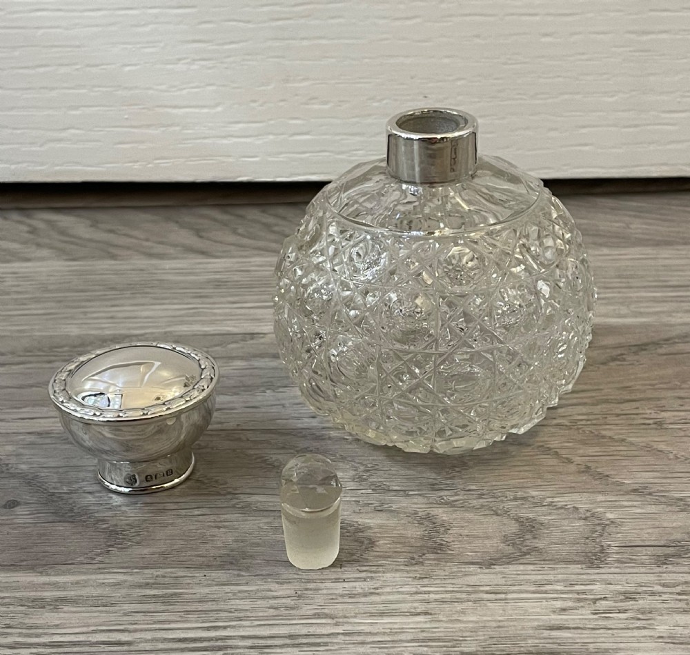 Edwardian Cut Glass & Silver Scent Perfume Bottle View III