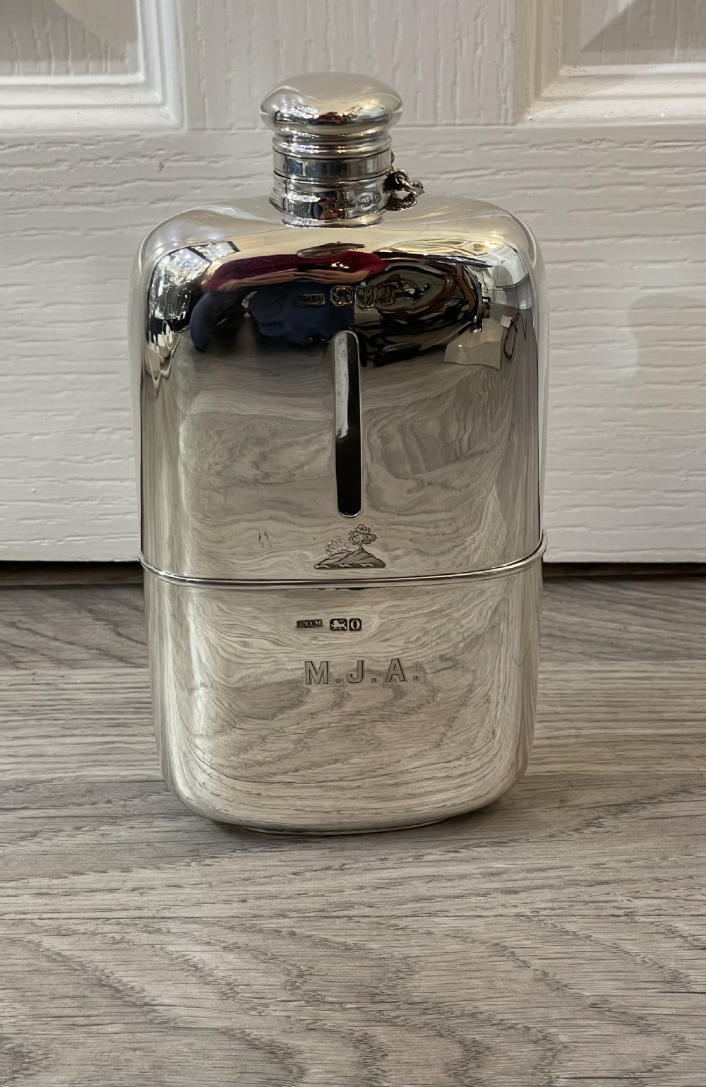Very Large Victorian Solid Silver Hip Flask, Chester 1897 View II