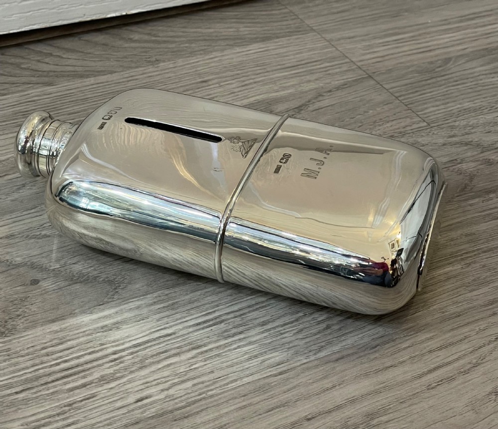 Very Large Victorian Solid Silver Hip Flask, Chester 1897 View VIII